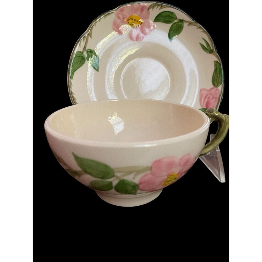 Vintage Franciscan Desert Rose Cup and Saucer Set USA Floral 2pc 1949 - 1953